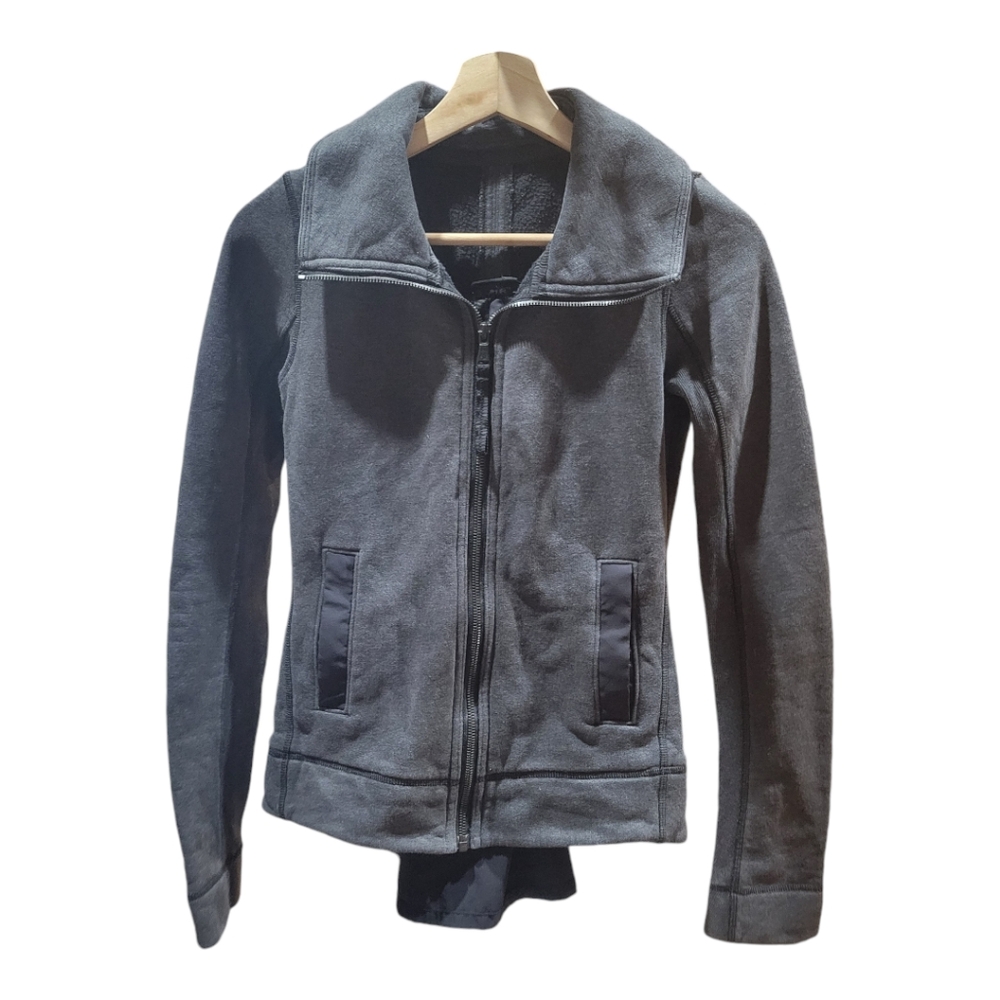 Lululemon Women's En Route Jacket Heather Gray Cotton Fleece Full Zip Up sz 2